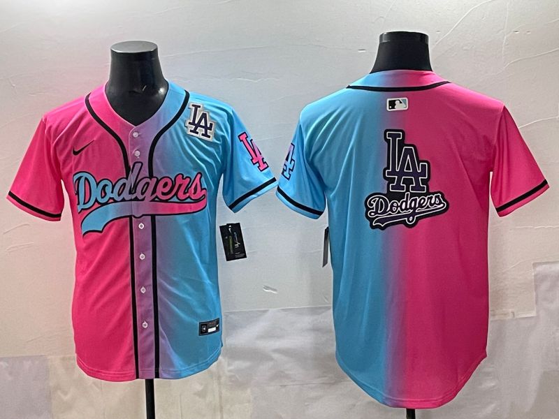 Men 2025 Los Angeles Dodgers Blank Blue pink Game Nike MLB Jersey style 0017